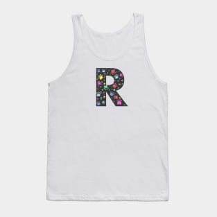 R letter  with colorful paw print Tank Top